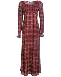 Amy Lynn - Noor Smocked Checkered Long Sleeve Column Dress - Lyst