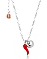Unaloe - Sterling Enamel Cornicello Necklace With Heart Charm – Handmade Italian Good Luck Symbol - Lyst