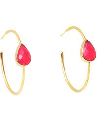 YAA YAA LONDON - Spring Life Hot Gemstone Hoop Earrings - Lyst