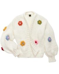 Saachi - Floral Knitted Appliqué Cardigan - Lyst