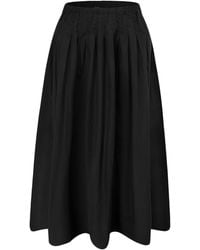 Smart and Joy - Loose-Fitting Midi Cotton Skirt With Smocked Waist - Lyst
