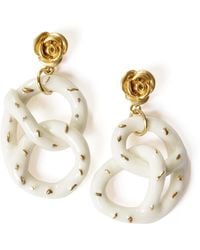 POPORCELAIN - Golden Rose & Salted Porcelain Pretzel Earrings - Lyst