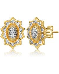 Genevive Jewelry - Rachel Glauber Plated & Cubic Zirconia Floral Stud Earrings - Lyst