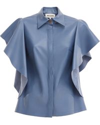Julia Allert - Draped Faux Leather Shirt – Pale - Lyst