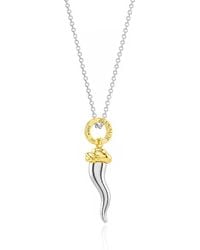 Unaloe - Two Tone Sterling Italian Horn Necklace With Plated Details - Lyst