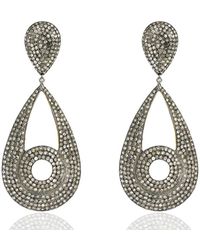 Artisan - Pave Diamond Made In 14k Gold With 925 Sterling Silver Vintage Drop Dangle Earrings - Lyst