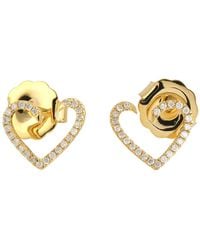 Artisan - 14K Diamond Open Heart Stud Earrings - Lyst