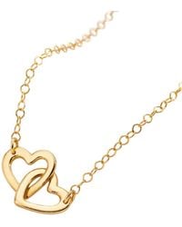 Posh Totty Designs - Yellow Gold Plated Double Heart Necklace - Lyst