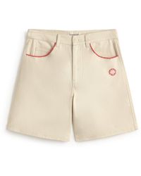 Thinking Mu - Luisa Raw Shorts With Hand-Embroidered Edging - Lyst