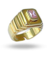 LINYA JEWELLERY - Octagon Stone Signet Ring - Lyst