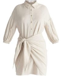 Paisie - Neutrals Linen Blend Shirt Dress In Oatmeal - Lyst