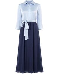 John Abgin - Satin Contrast Pearl Detail Maxi Shirt Dress - Lyst