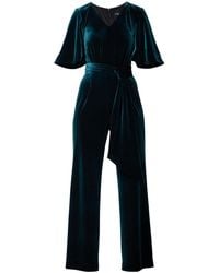 Rumour London - Layla Velvet Jumpsuit With Bell Sleeves & Sash - Lyst