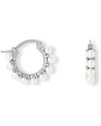 Pearls of the Orient Online - Gratia Sterling Huggie Hoop Earrings With Delicate Mother Of Pearl Beads - Lyst