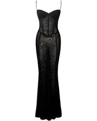 Miss Circle New York - Ulani Burnout Velvet Detail Mesh Maxi Dress - Lyst