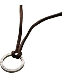 Posh Totty Designs - Sterling Textured Quote Ring Leather Necklace - Lyst