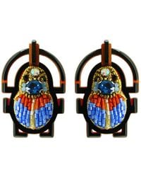 Gissa Bicalho - Handmade Acrylic Earring Scarab Embroidered Topaz - Lyst