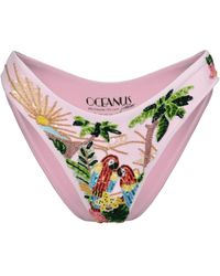 Oceanus - Charli Embellished Premium Tropical Bikini Bottom - Lyst