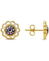 Kylie Harper - Mosaic Abalone Mother Of Pearl Floral Stud Earrings - Lyst