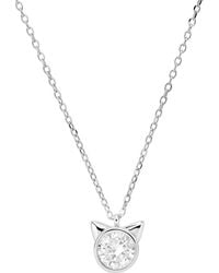 Kylie Harper - Bezel-Set Kitty Cat Diamond Cz Pendant Necklace - Lyst