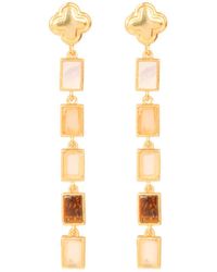 Lila Rasa - Neutrals Rectangular Earthy Tone Drop Clover Stud Earring - Lyst