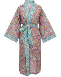 Lime Tree Design - Long Kimono Robe Lime Ciara - Lyst