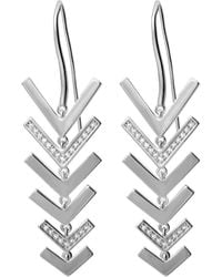 Lucy Quartermaine - Solid Sterling Art Deco Arrow Drop Earrings - Lyst