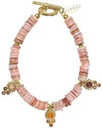 Farra - Bohemian Shell With Gemstone Charms Bracelet - Lyst