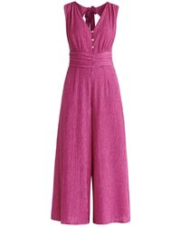 Paisie - Textured Back-tie Jumpsuit In Pink - Lyst