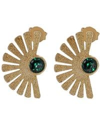 Ebru Jewelry - Sterling Plated Jade Gemstone Cleopatra Earring - Lyst
