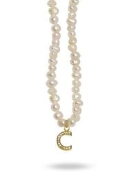 LINYA JEWELLERY - Mono Letter Pearl Necklace C - Lyst
