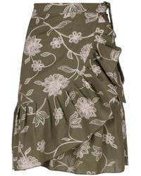 Conquista - Embroidered Floral Wrap Ruffle Skirt - Lyst