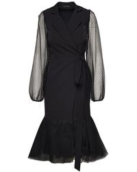 concept A trois - Wrap Blazer Dress With Long Tulle Sleeves - Lyst