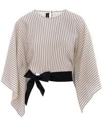 Larisa Dragna - Neutrals Striped Kimono Top With Tie Belt Milo - Lyst