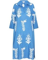 NoLoGo-chic - Long Tourist Dress With White Embroidery Cotton - Lyst