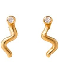 Lily Flo Jewellery - Almost Effortless Diamond Wave Stud Earrings - Lyst