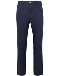 Haris Cotton - Linen Pants With Back Cargo Pockets Marine - Lyst