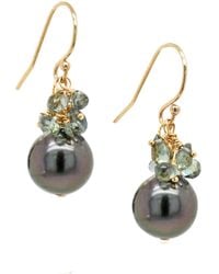Lori Kaplan Design - Tahitian Pearl With Sapphire Earrings - Lyst