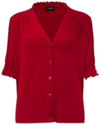 James Lakeland - Burgundy V-Neck Jersey Blouse - Lyst