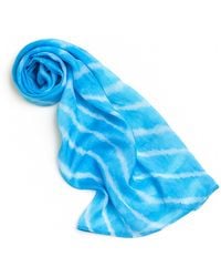 Silk and Bears - Aqua Wave Shibori Silk Scarf – Hand-Dyed Mulberry Silk Shawl, Beach & Resort Wrap - Lyst
