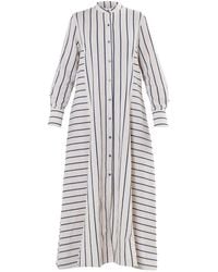 Metamorph - Striped Linen-Cotton Maxi Shirt Dress With Buttons- Stripes - Lyst
