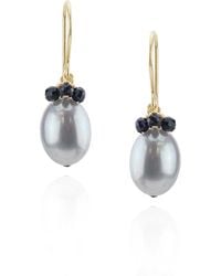 MOUNIR LONDON - Pearl And Sapphire Cluster Drop Earrings - Lyst
