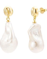 Nazzar - Large Pearl Dangle Pebble Earrings - Lyst