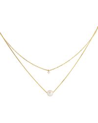 Esterah - Layered Necklace With Pearl & Cubic Zirconia - Lyst
