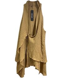 Monique Store - Neutrals Camel Color Long Vests Sleeveless Open Fron Cardigan - Lyst