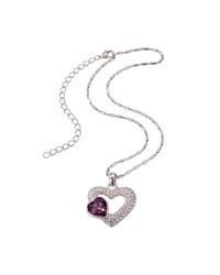 Modenaire - Double Heart Crystal Pendant Necklace - Lyst