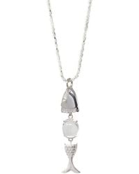 NASI SILVER - Swimming Fish Neshama Pendant- Topaz & Freshwater Pearl - Lyst
