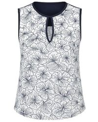 Conquista - Sleeveless Floral Keyhole Top - Lyst
