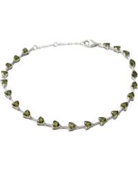Harfi - Peridot August Birthstone Heart Tennis Sterling Bracelet - Lyst
