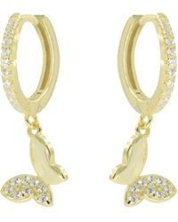 KAMARIA - Butterfly Crystal Huggie Earrings - Lyst